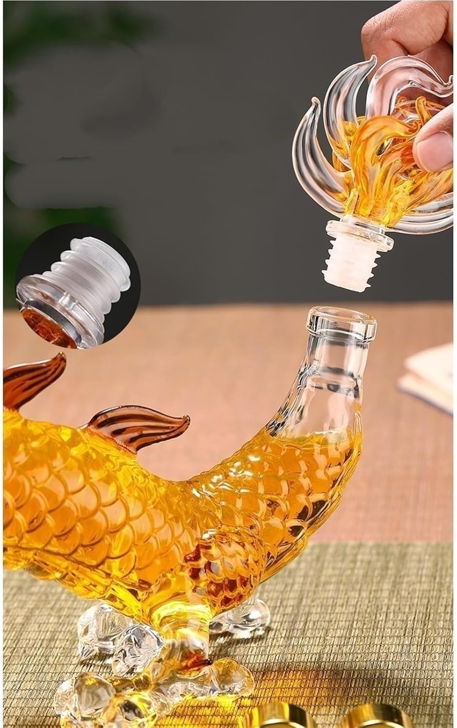 1000ml Dragon Whiskey Decanter – Handcrafted Glass Liquor Bottle Gift Display