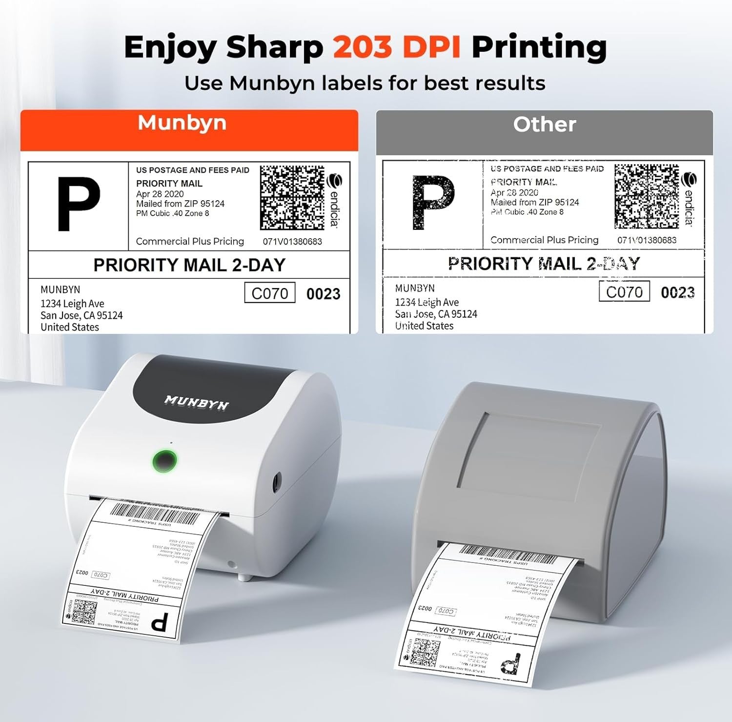 White 4x6 Bluetooth Thermal Label Printer USB Shipping for Small Business