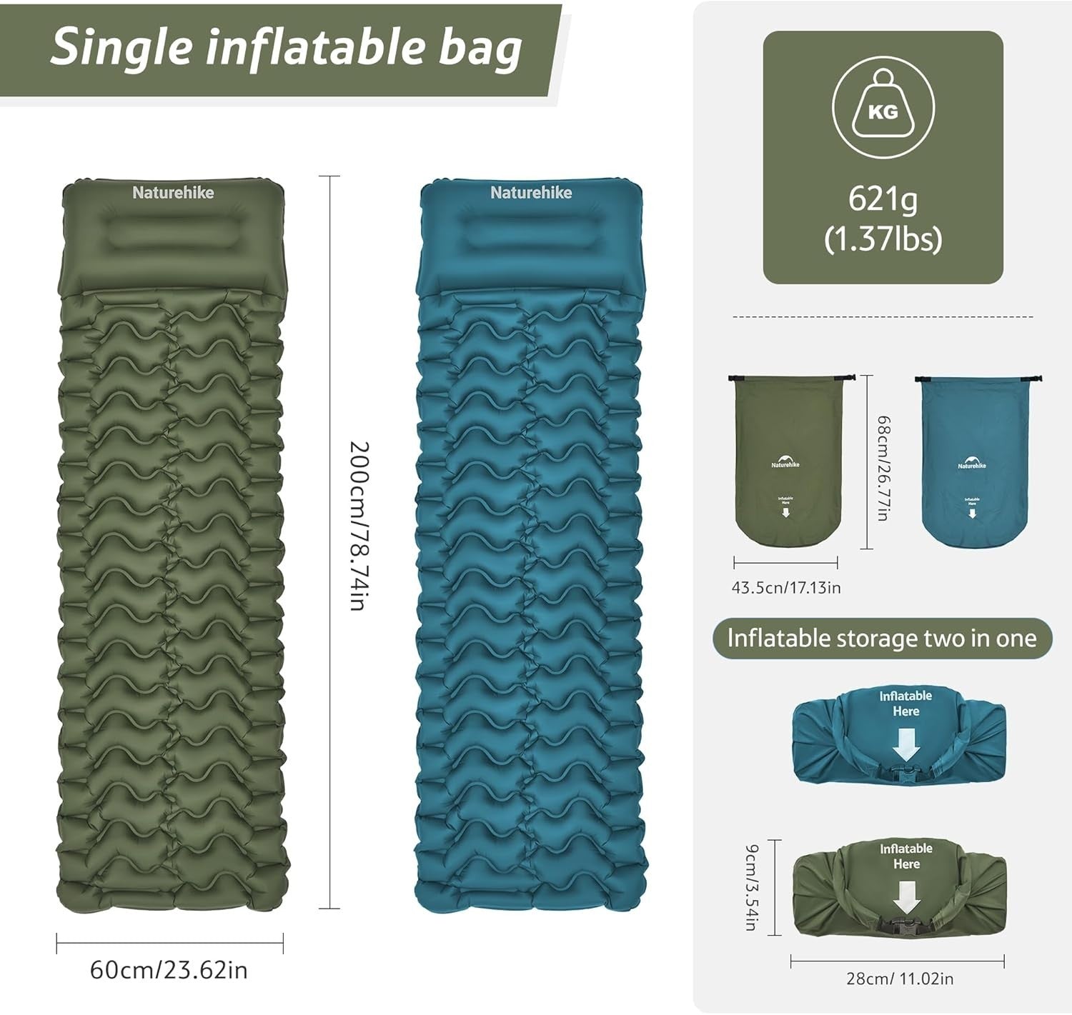 Ultralight Inflatable Camping Sleeping Mat – Self-Inflating, Waterproof, Compact