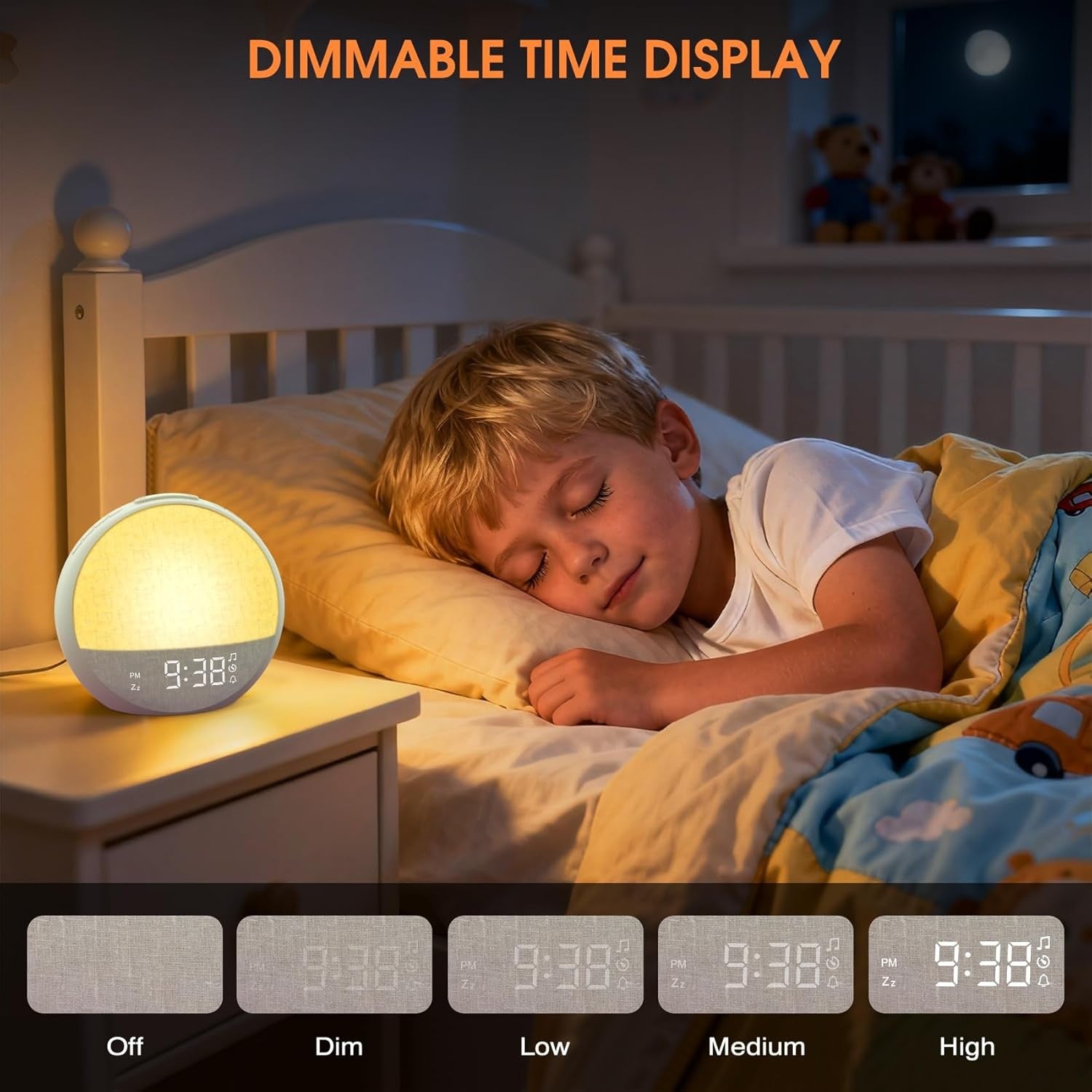 Sunrise Alarm Clock Wake Up Light White Noise Loud Alarm for Heavy Sleepers