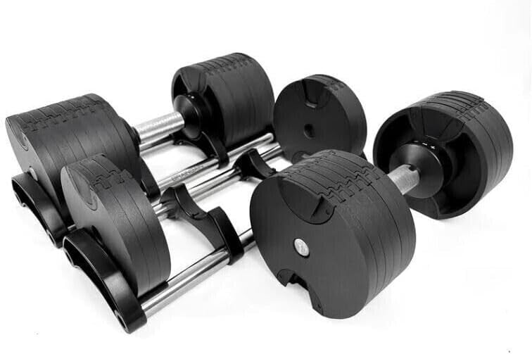 Adjustable Dumbbells Pair 2x32kg Solid Metal Quick Dial Home Gym
