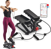 Smart Mini Stair Stepper for Home w/ LCD Monitor, Quiet Motion & Bands