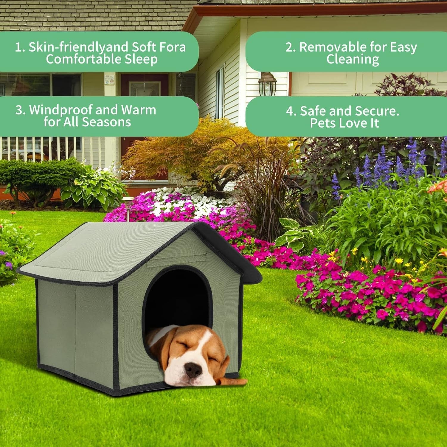 Waterproof Foldable Pet House Outdoor Dog Cat Shelter Cozy Portable Bed