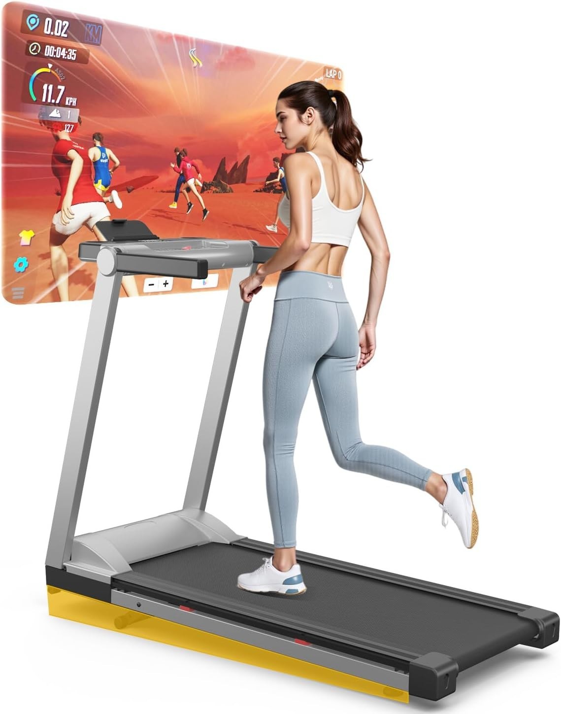 12% Incline Folding Treadmill 14kmh Wide Belt 400lbs Capacity Home Machine