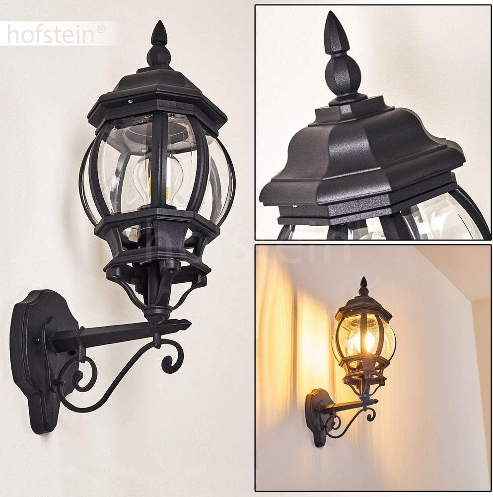 Outdoor Wall Lamp Lentua, Black Aluminum, E27 Socket, Vintage Garden Light