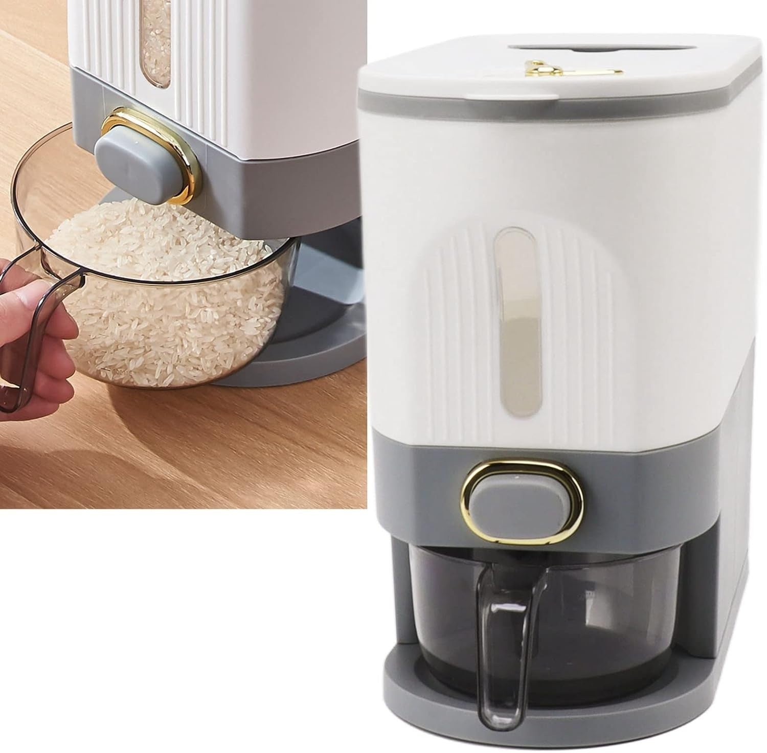 10L Rice Dispenser Box Airtight Grain Storage Container with Cup