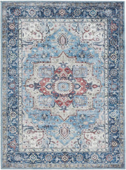 Large Oriental Area Rug 300x400cm Blue Multi Low Pile Machine Washable