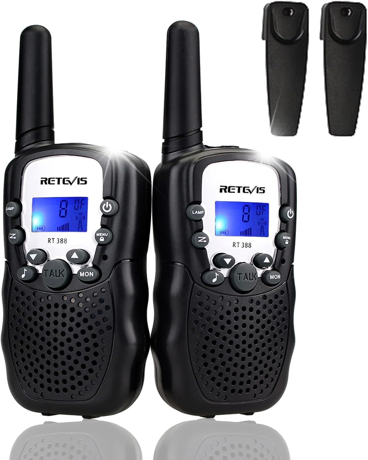 Kids Walkie Talkies Long Range VOX Flashlight Toy Gift 1 Pair Black
