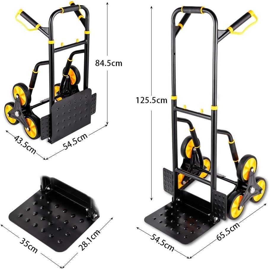 Stair Climbing Sack Truck 150kg Heavy Duty Folding Hand Cart 6 Wheel