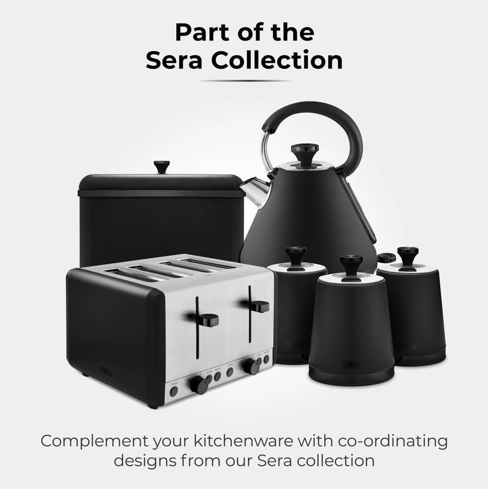 3000W Black Pyramid Kettle 1.7L Rapid Boil Cordless Retro Matte Finish