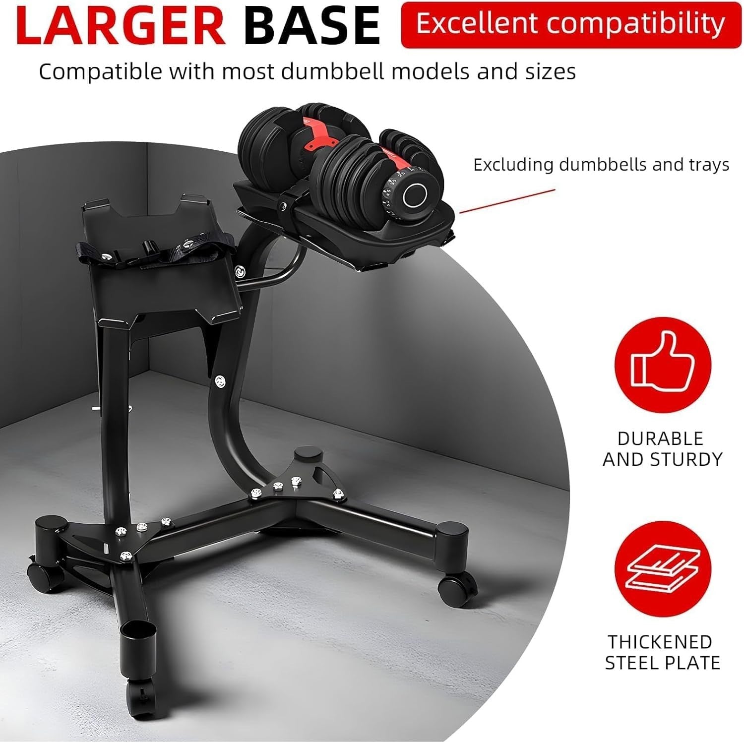 340LB Heavy Duty Dumbbell Rack with Wheels Adjustable Weight Stand Home Gym
