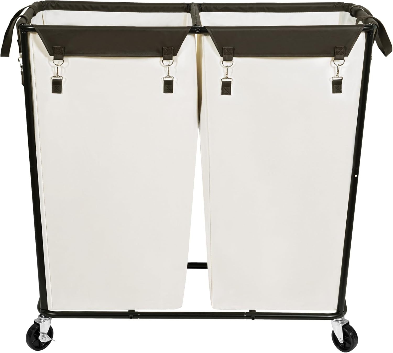 280L Heavy Duty Laundry Sorter with Wheels 2-Compartment Industrial Basket Cart