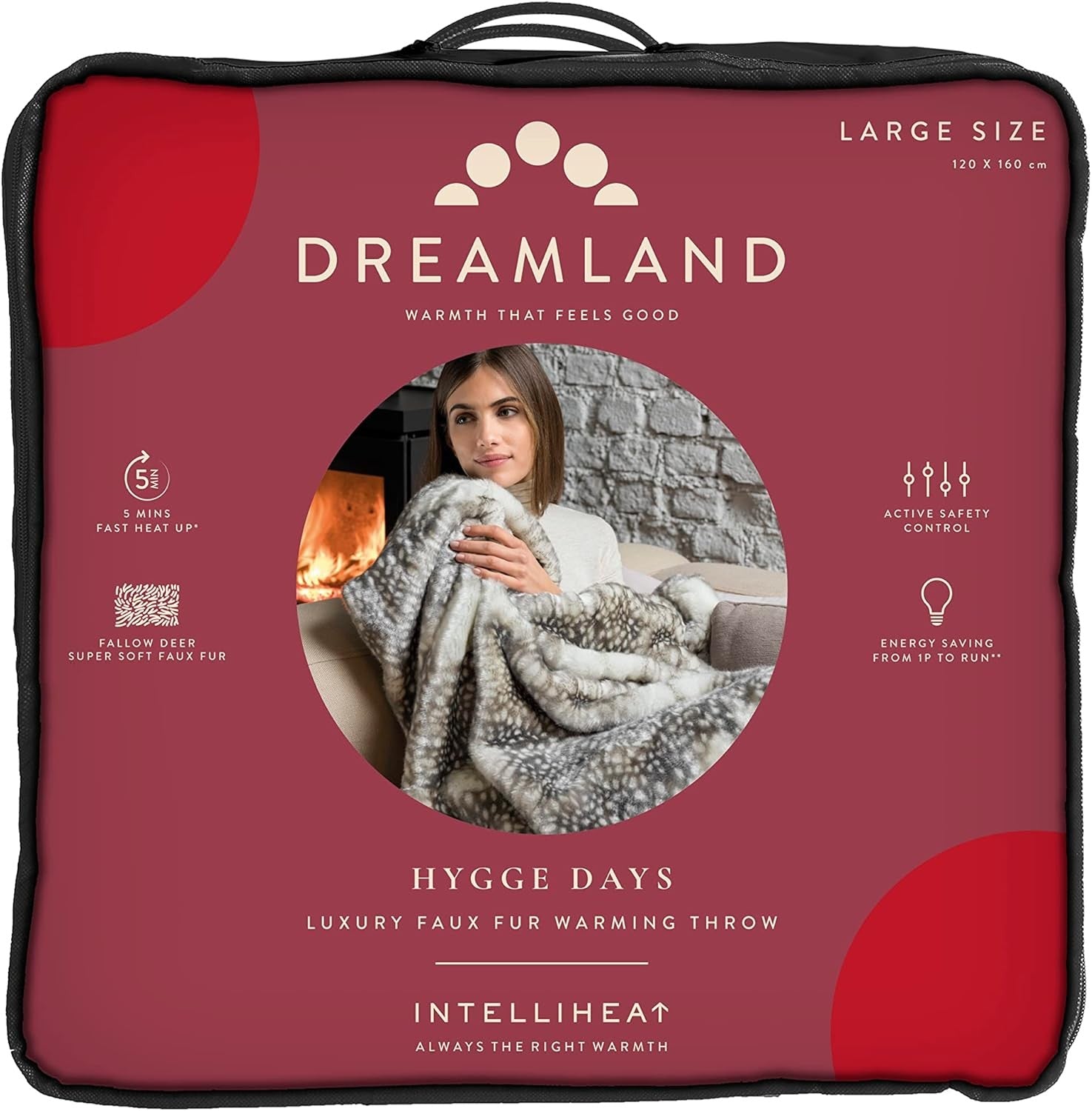 Luxury Heated Throw Faux Fur Electric Blanket Fast Timer 160x120cm