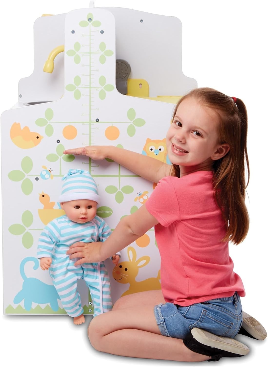 Wooden Doll Baby Care Activity Centre Nursery Kitchen Pretend Play Set