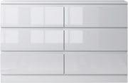 White Gloss Chest of 6 Drawers Modern Bedroom Storage Cabinet Unit