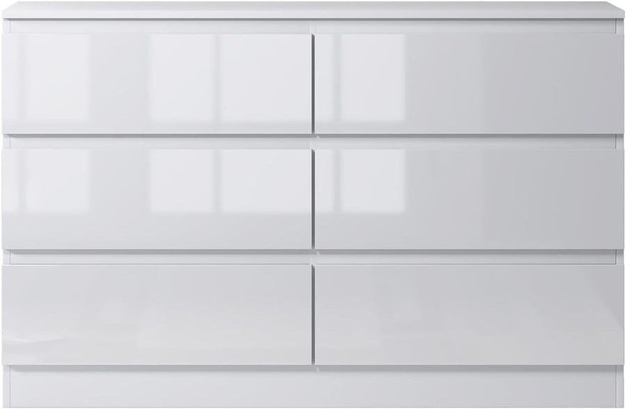 White Gloss Chest of 6 Drawers Modern Bedroom Storage Cabinet Unit