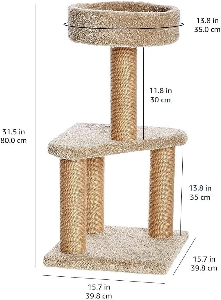 80cm Cat Tree Tower Scratching Posts with Top Bed Compact Indoor Cat Stand