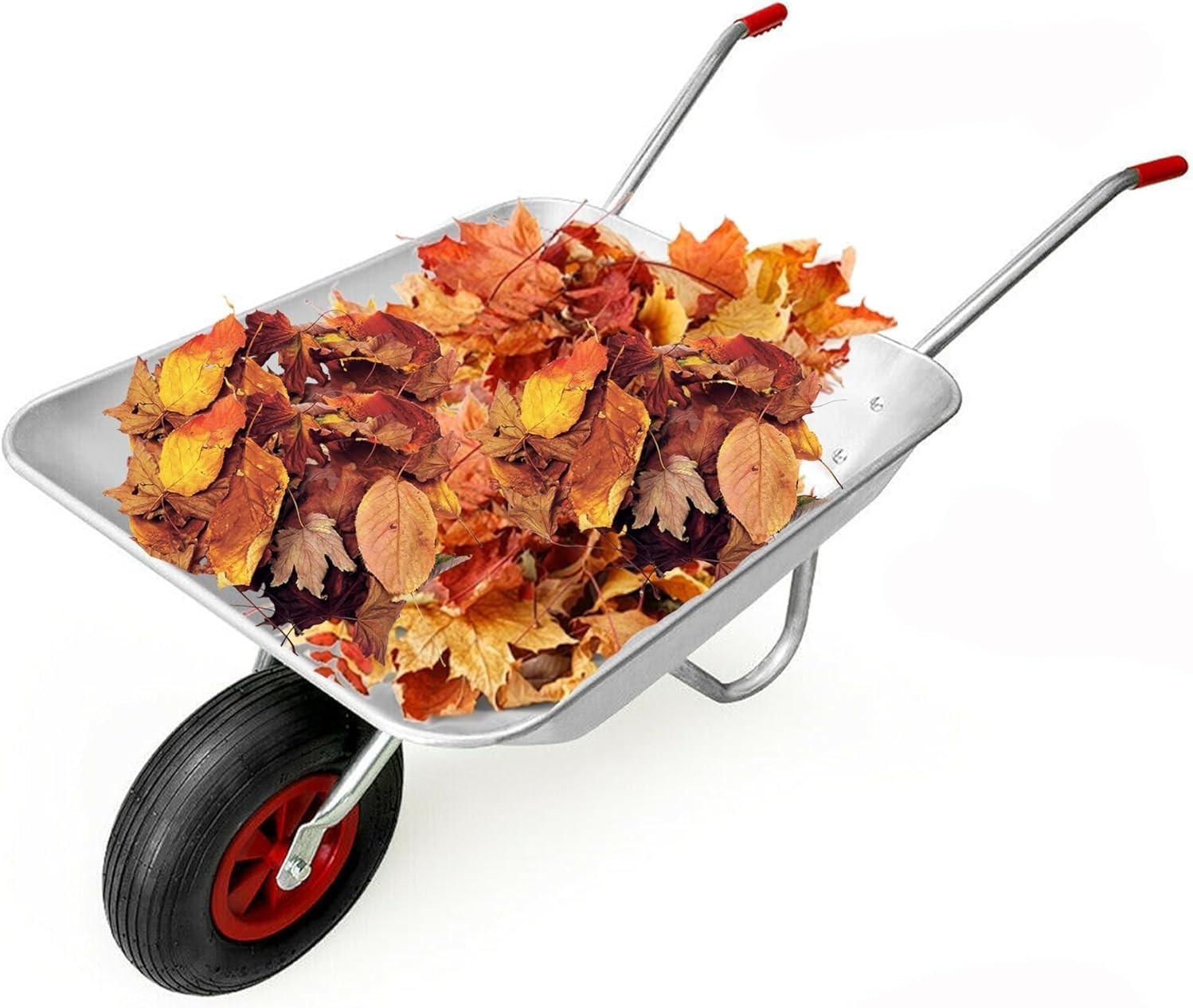 65L Silver Galvanised Wheelbarrow – Pneumatic Tyre Steel Frame for 100kg Loads