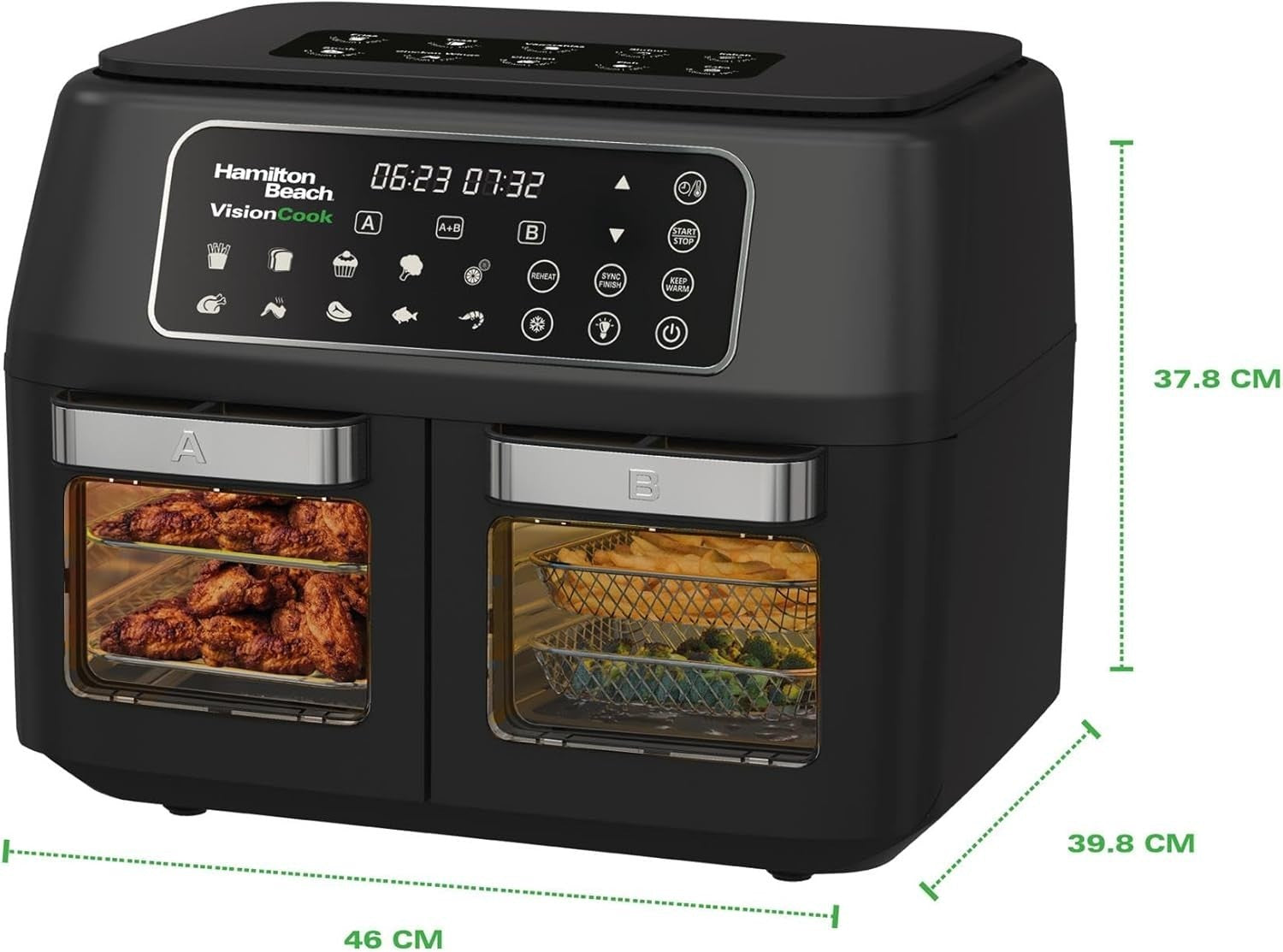 11L Dual Zone Air Fryer With Viewing Windows 10 Presets Smart Finish 2400W