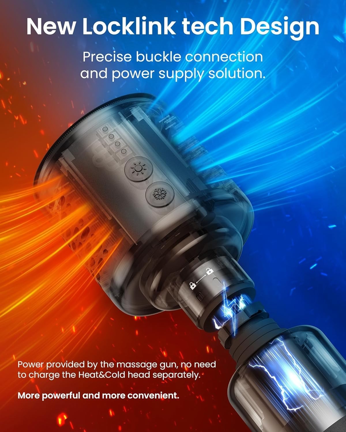 Deep Tissue Massage Gun Hot Cold Therapy Long Handle 32 Speeds Pain Relief