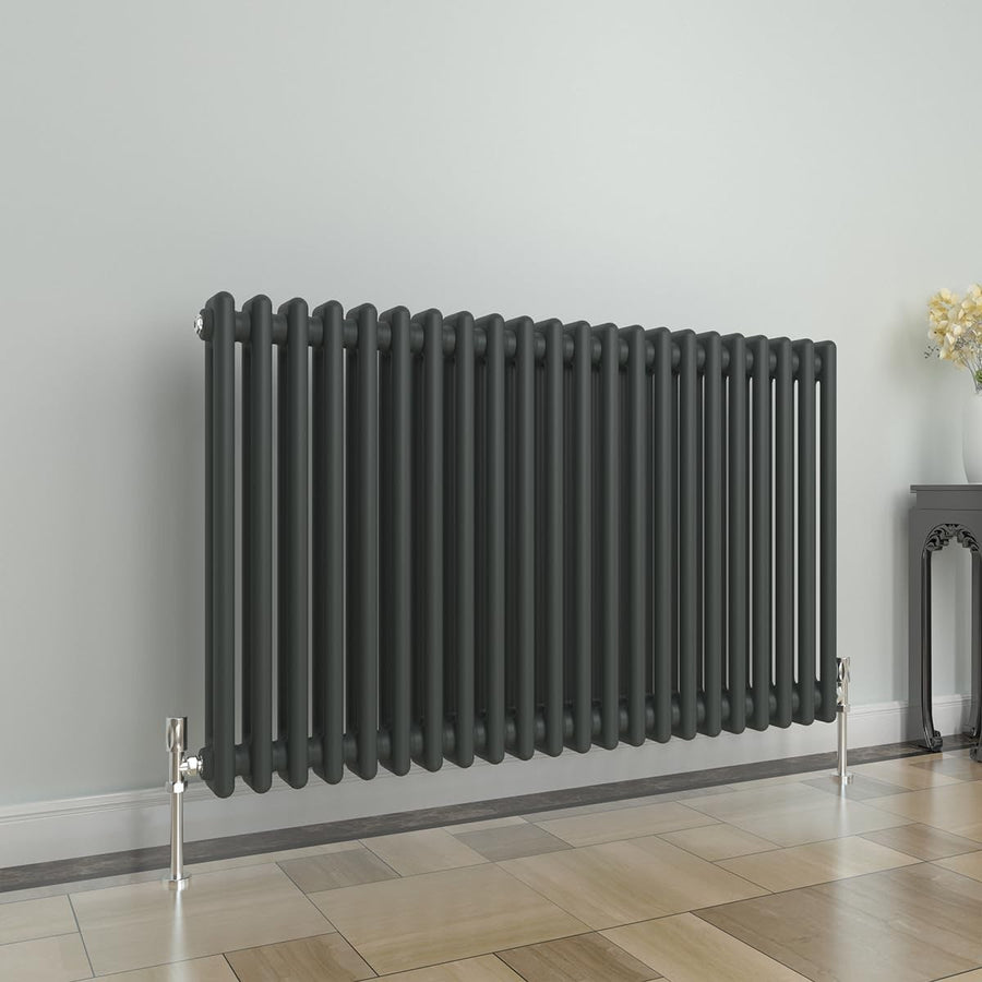 Anthracite 2 Column Designer Horizontal Radiator 600x1010mm Modern Cast Iron