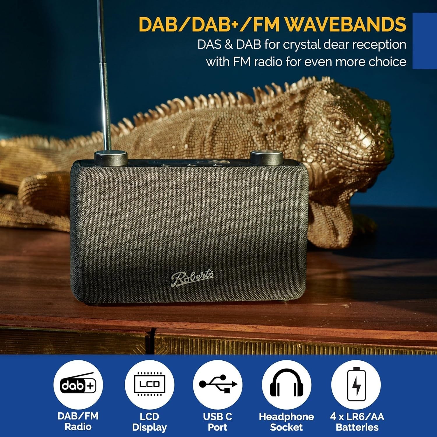 Portable DAB/FM Digital Radio Battery USB-C Compact Lightweight