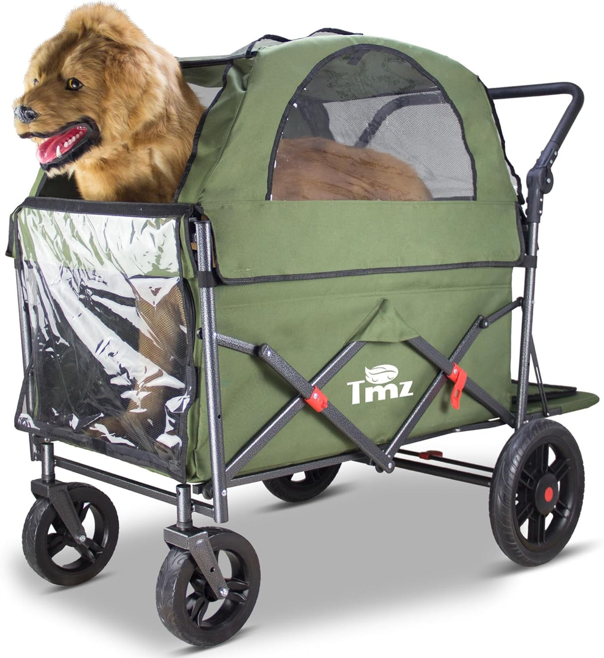 Heavy Duty Dog Stroller Cart for Large Medium Dogs Folding Canopy Green