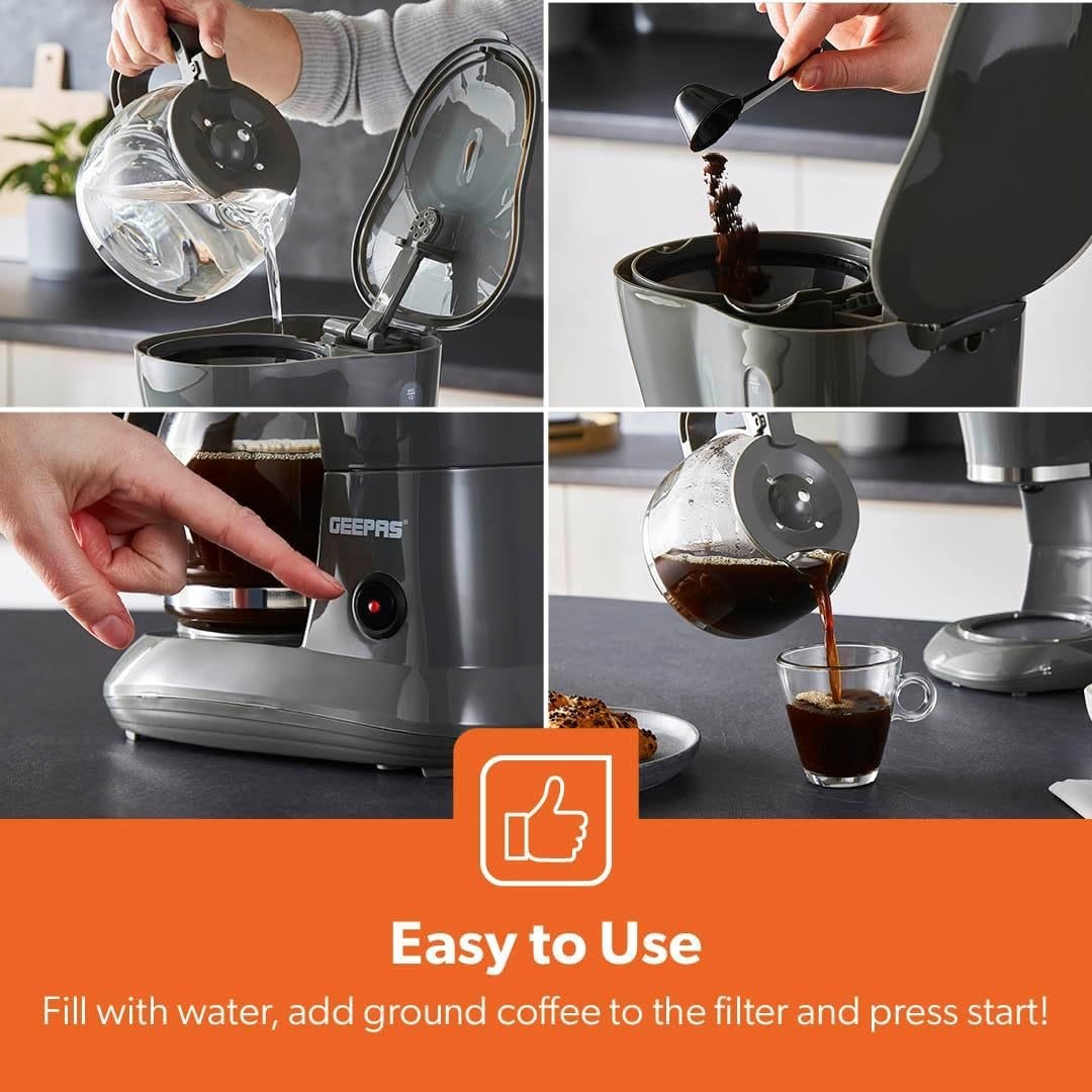 Filter Coffee Maker & 2-Slice Toaster Set | Large 1.5L Brewer | 650W Toaster