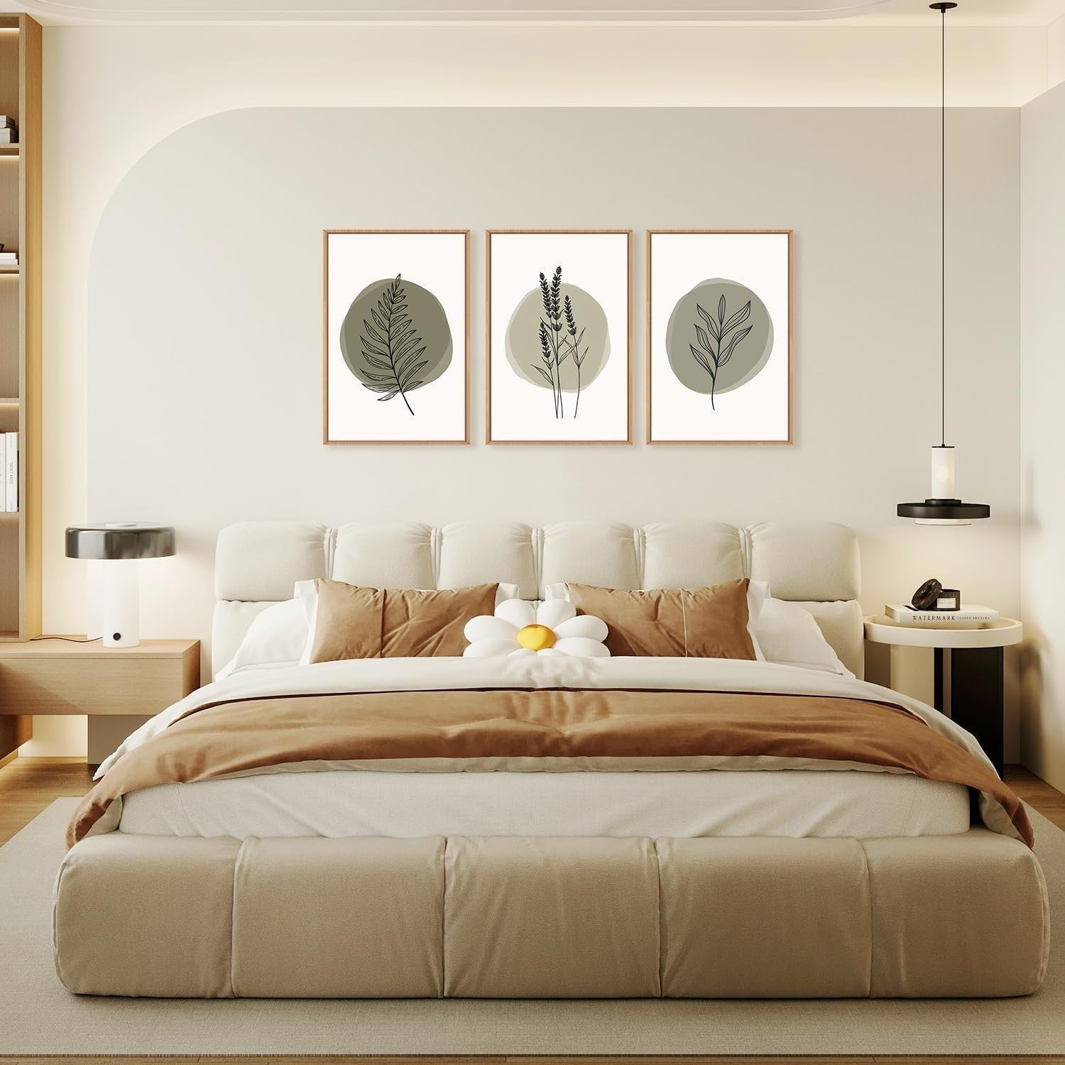 Sage Green Botanical Framed Canvas Wall Art Set 3 Modern Minimal Home Decor