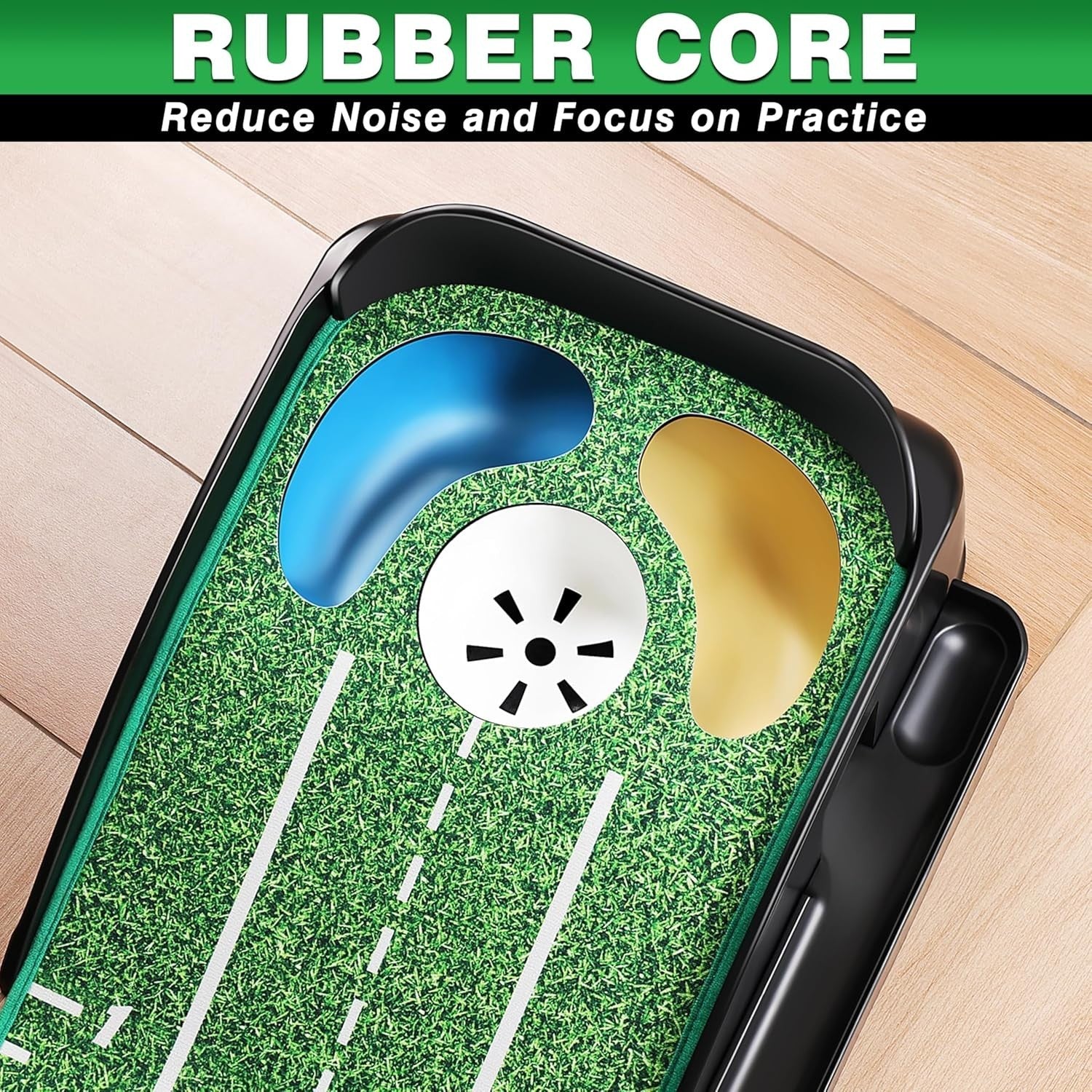 Golf Putting Green Trainer Mat w/ Hazards Mirror Gates Indoor Practice