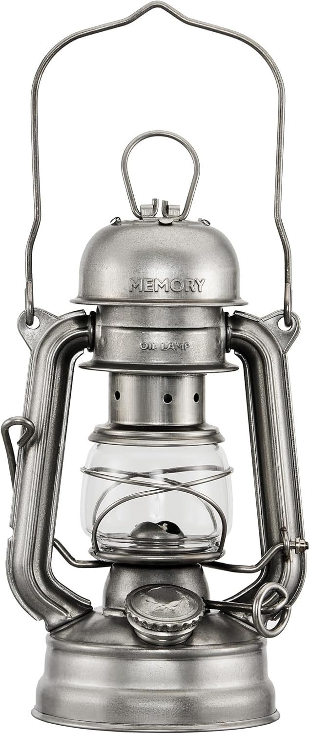 Silver Kerosene Hurricane Lantern Outdoor Paraffin Lamp 17cm