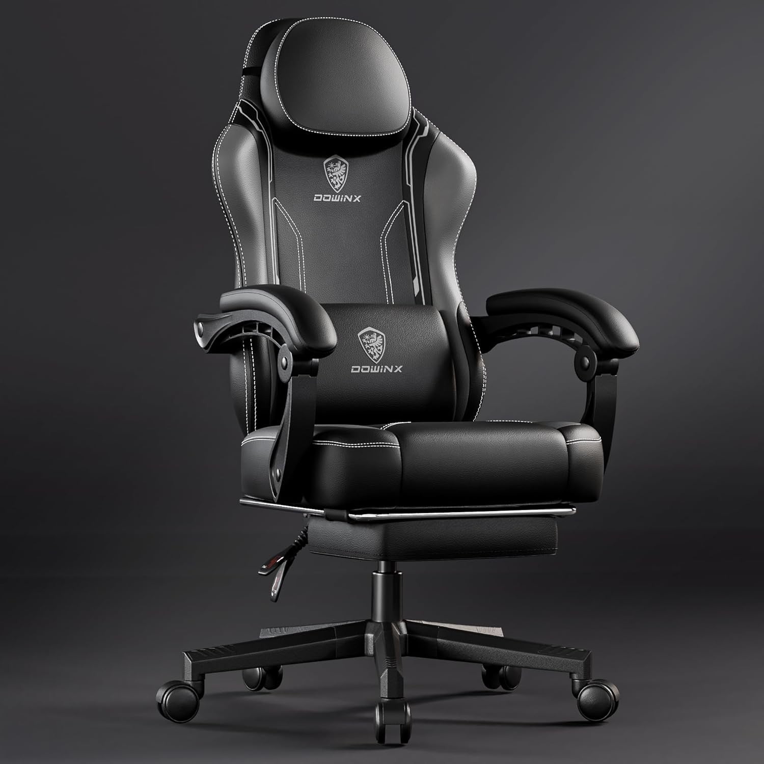 200kg Heavy Duty Gaming Chair Grey w/ Footrest Massage Support