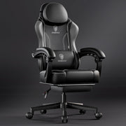 200kg Heavy Duty Gaming Chair Grey w/ Footrest Massage Support