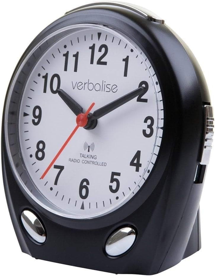 Talking Alarm Clock Large Numbers Voice Announce Time Snooze Black