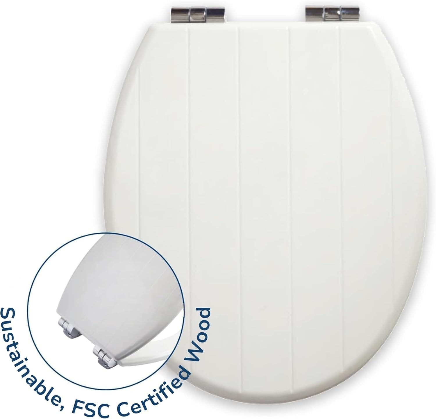 Cottage Grey Soft-Close Wooden Toilet Seat Ultra-Fix Chrome Hinges
