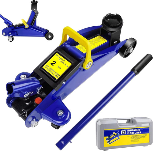 2 Ton Low Profile Hydraulic Floor Jack Trolley Car Lift 4000lbs w/ Case Swivel