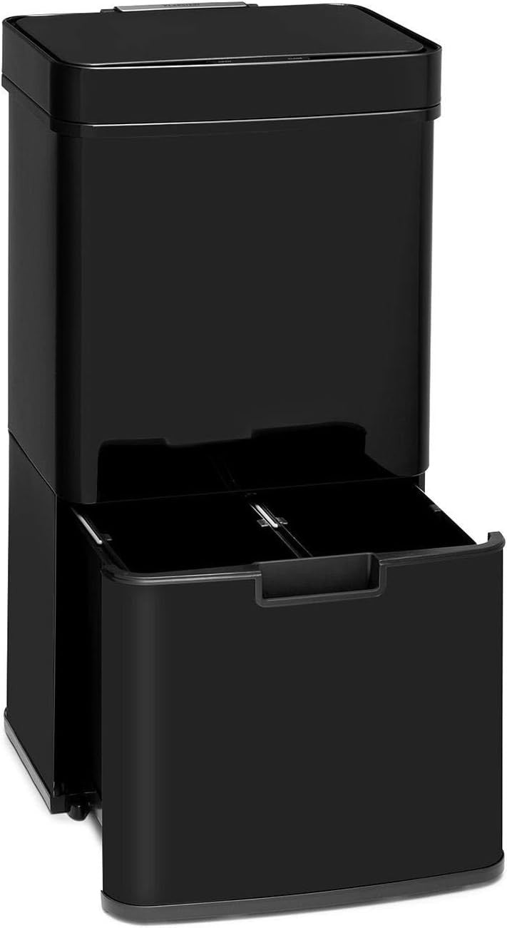 72L Touchless Kitchen Bin | Automatic Sensor Trash Can Black Stainless