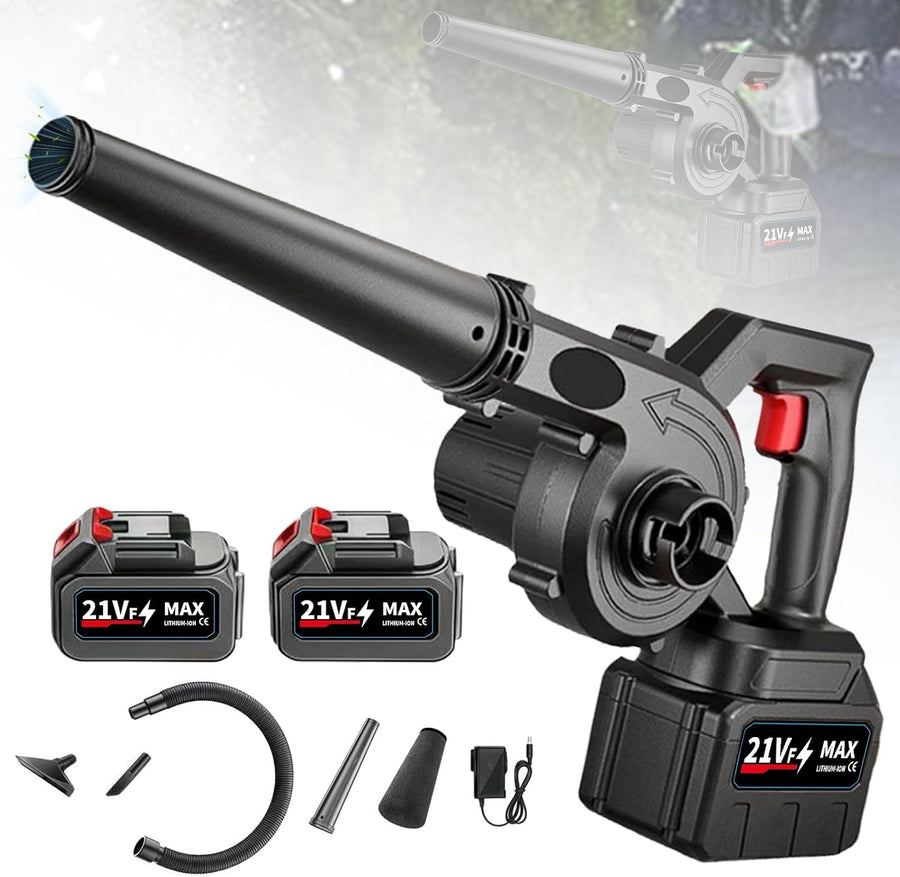 21V Cordless Leaf Blower Vacuum Dual Battery Lightweight Garden Cleaner