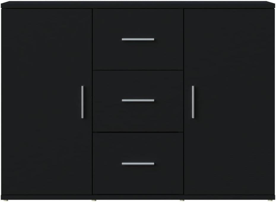 Modern Black Sideboard Storage Cabinet with 2 Doors & 3 Drawers for Lounge
