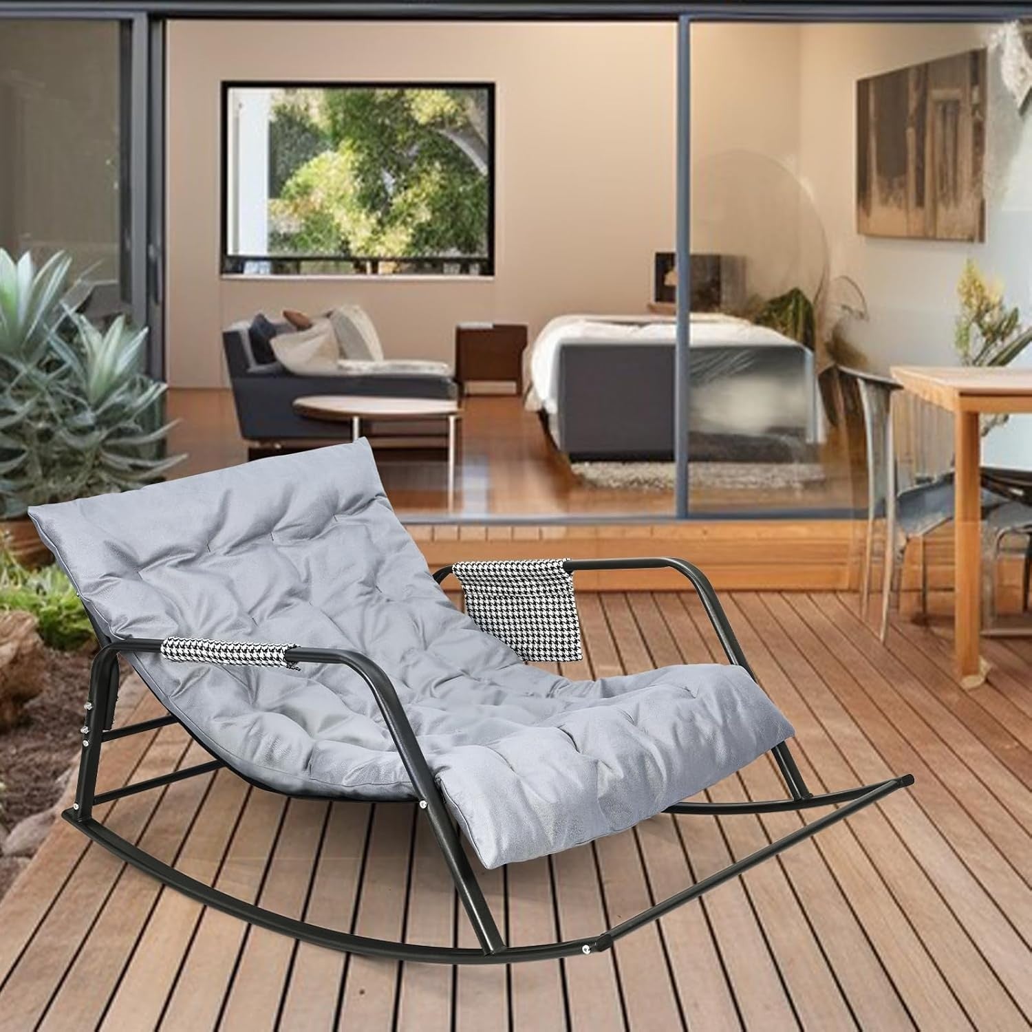 Ergonomic Rocking Egg Chair Grey Lounge Recliner Indoor Outdoor Patio