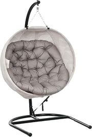 Luxury Garden Hanging Egg Chair with Stand, Folding Basket, Thick Cushion