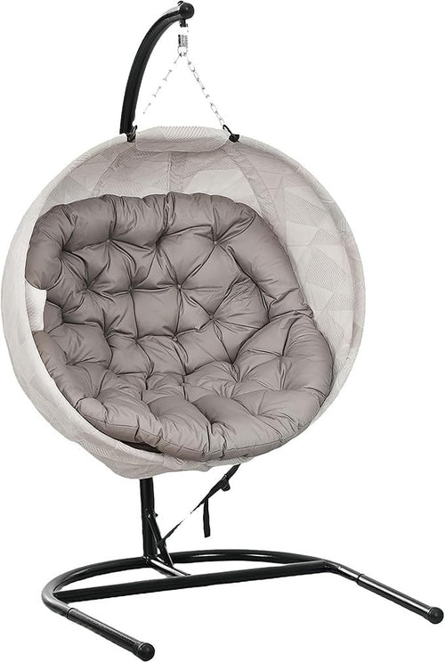 Luxury Garden Hanging Egg Chair with Stand, Folding Basket, Thick Cushion