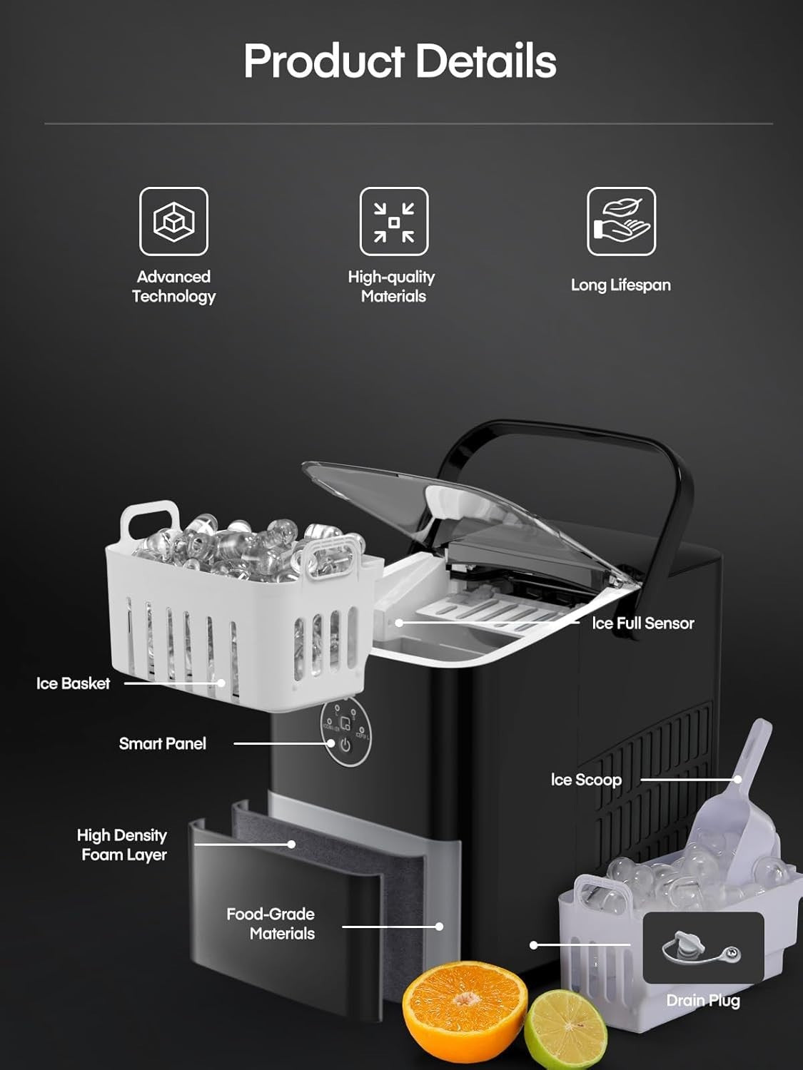 Countertop Ice Maker Fast 13kg Daily Portable Compact Machine