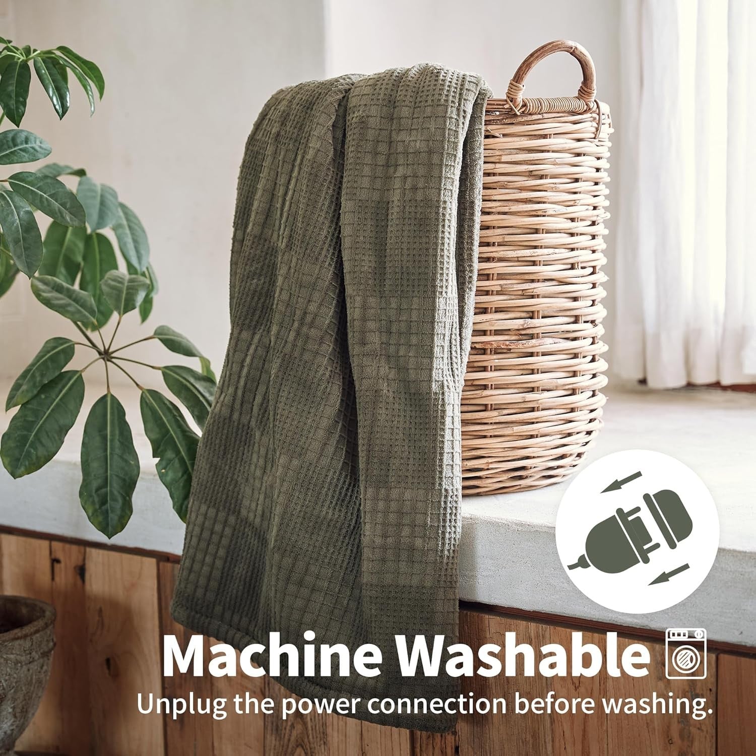 Electric Heated Throw Blanket 130x160cm 9 Heat Timer Auto Washable