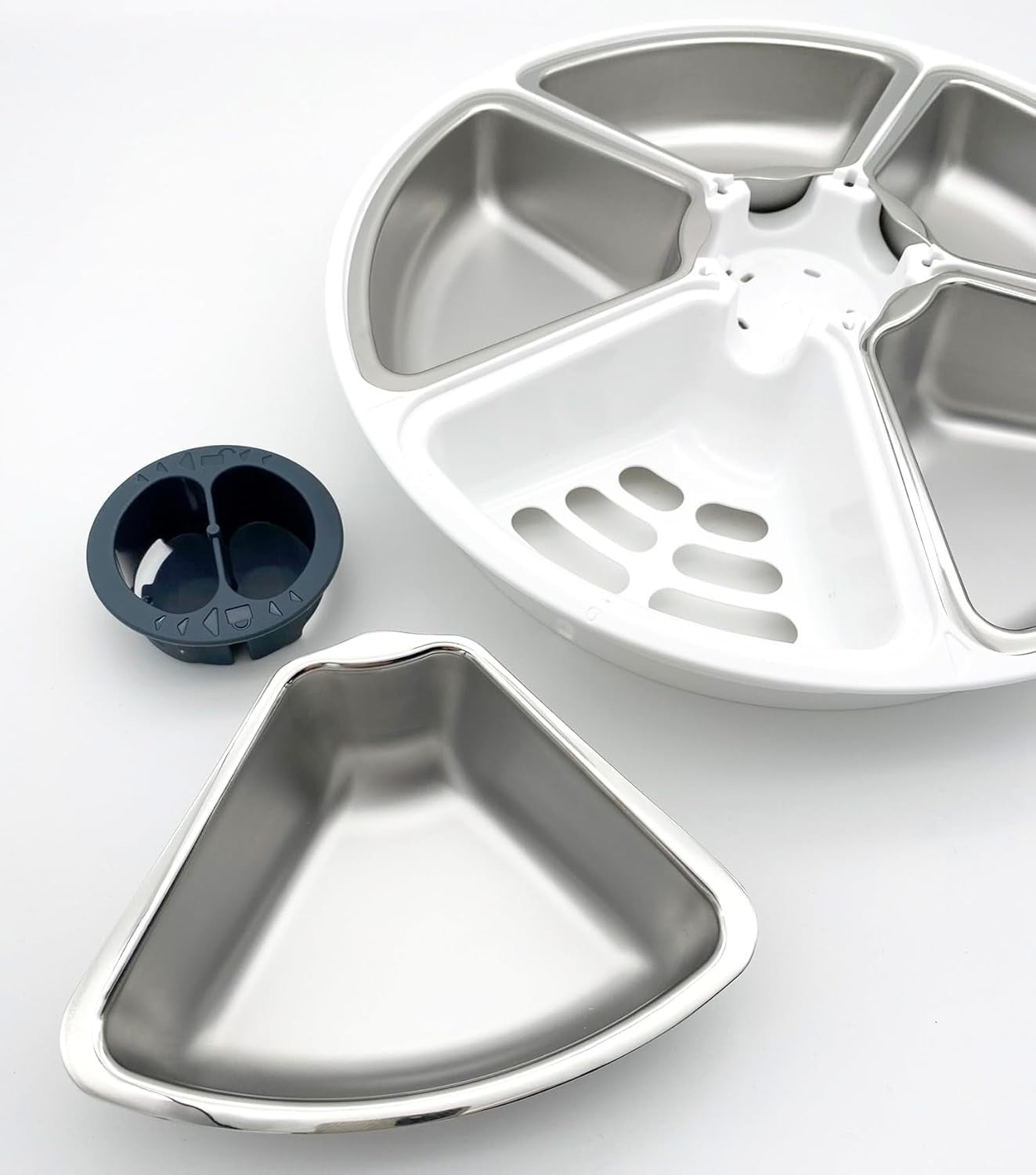 5 Meal Automatic Pet Feeder Timer Stainless Steel Bowls Ice Packs