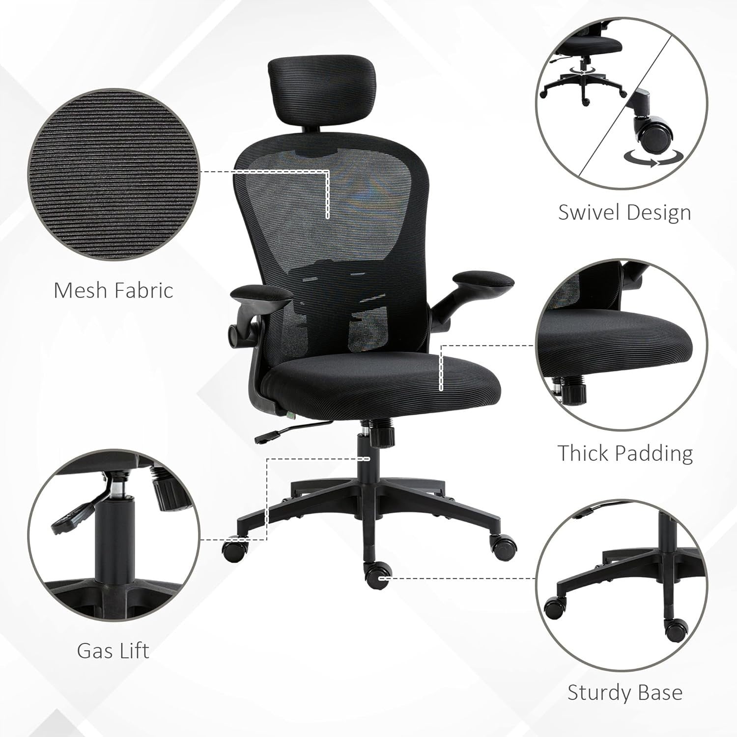 Adjustable Ergonomic Office Desk Chair Mesh Back Lumbar Support Swivel Wheels
