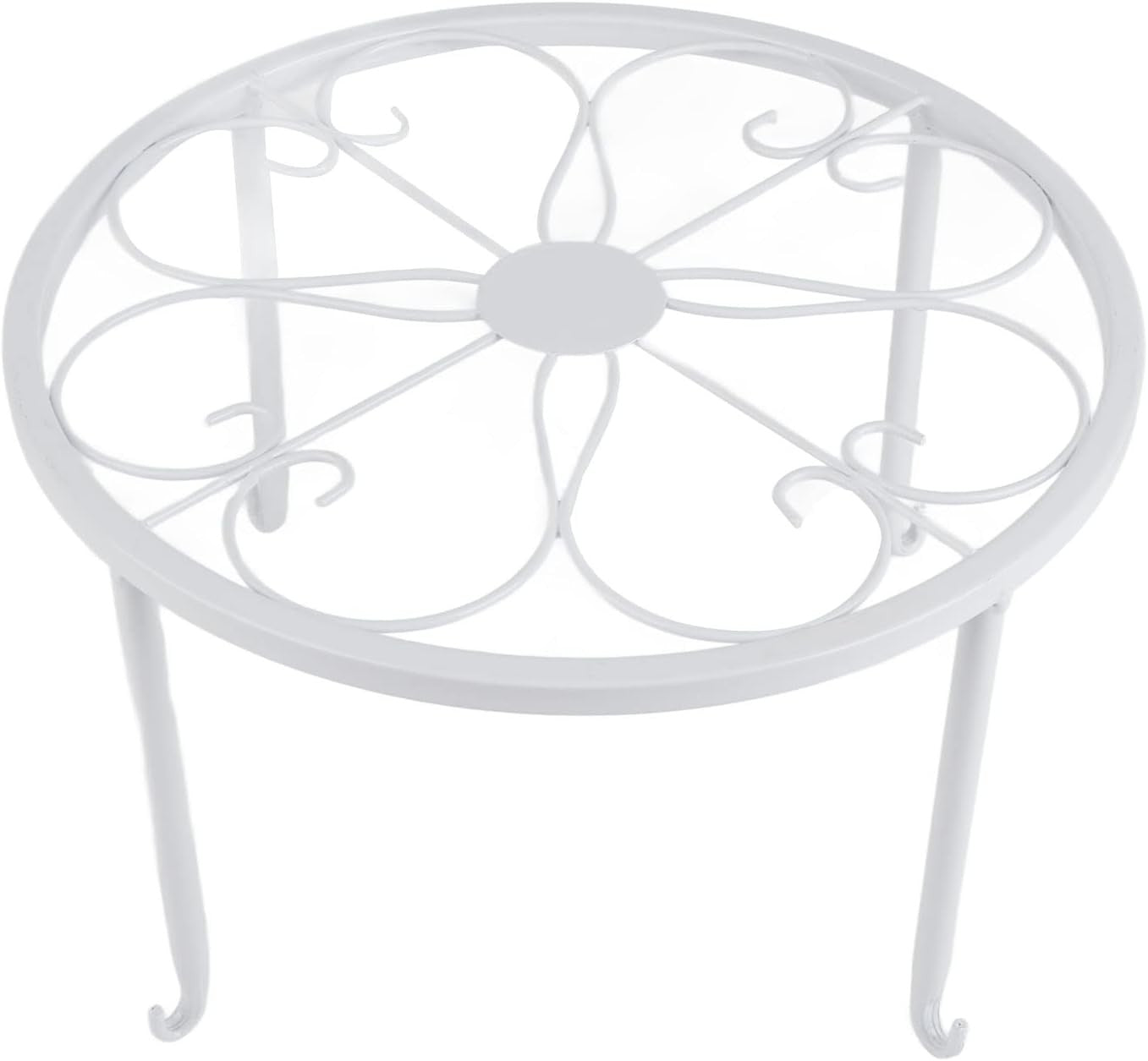 White Metal Plant Stand Round Iron Flower Pot Holder Indoor Outdoor Balcony