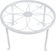White Metal Plant Stand Round Iron Flower Pot Holder Indoor Outdoor Balcony