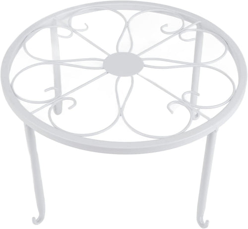 White Metal Plant Stand Round Iron Flower Pot Holder Indoor Outdoor Balcony