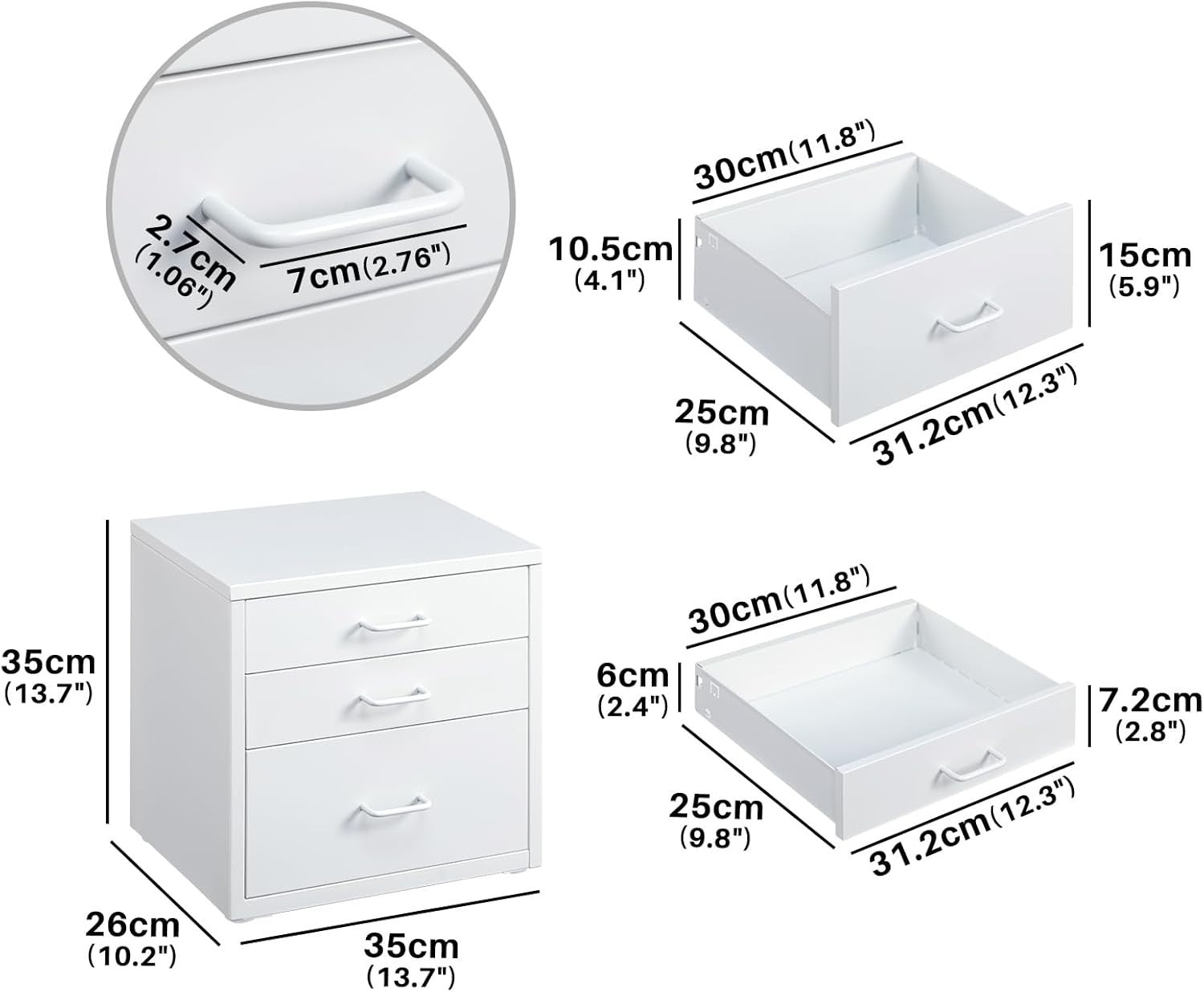 Desktop A4 File Cabinet 3 Drawer Metal Office Storage Organizer Unit